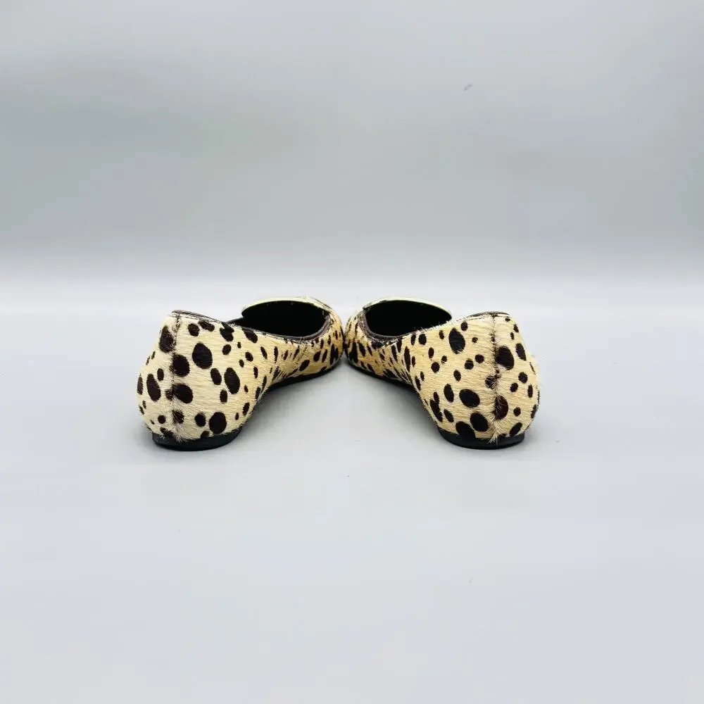 Tory Burch Shoes Womens 7 Beige Cheetah Calf Hair Ballet Flats Slip On Comfort